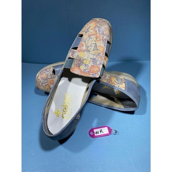 Rieker Sz 41/9,5 Doris Purple Yellow Floral Slip On Cut Out Casual Loafer Flats - Picture 1 of 7